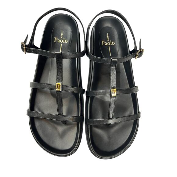 Linea Paola Lilith Ankle Strap Womens Black Sandal SZ 9M Gladiator - Picture 7 of 8